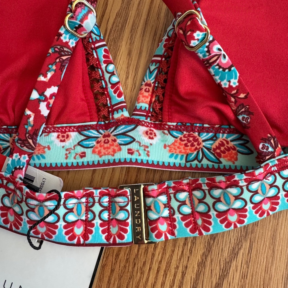 Medallion Pattern Triangle Swim Top - Picture 3 of 7
